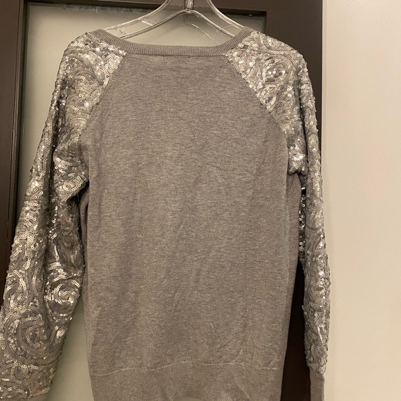 Grey Sweater with sequinned sleeves. Medium. Great for any festive event! - Picture 2 of 5